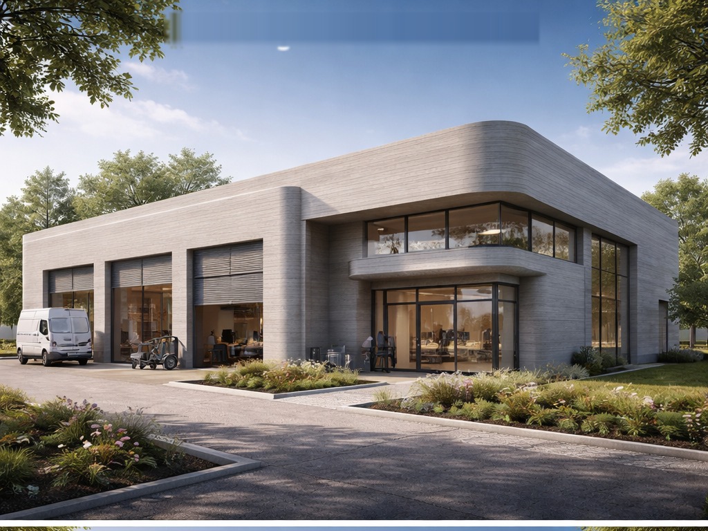 3D printed light industrial and commercial concrete structure